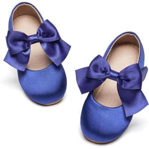 Kolan Toddler Little Girls Mary Jane Ballet Flat Dress Shoes(Kf07-blue)