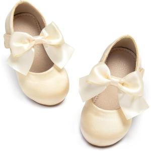 Kolan Toddler Little Girls Mary Jane Ballet Flat Dress Shoes(Kf07-yellow)