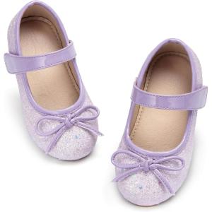 Kolan Toddler Little Girls Mary Jane Ballet Flat Dress Shoes(Kf12-light Purple)
