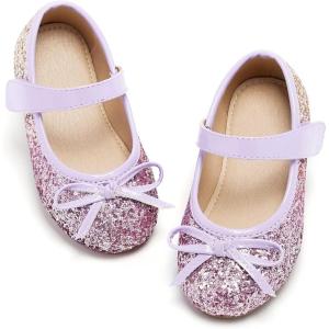 Kolan Toddler Little Girls Mary Jane Ballet Flat Dress Shoes(Kf701-purple)