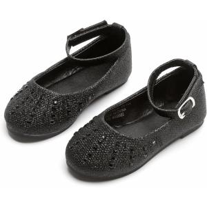 Kolan Toddler Little Girls Mary Jane Ballet Flat Dress Shoes(Kh21-black)