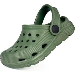 Toddler Kids Garden Clog Slip On Slide Sandals Beach Water Shoes(Army Green)