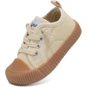 Toddler Shoes Boys Girls Slip On Canvas Sneakers(Beige)