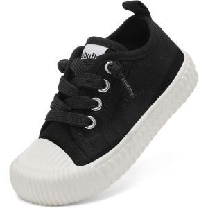 Toddler Shoes Boys Girls Slip On Canvas Sneakers(Black)