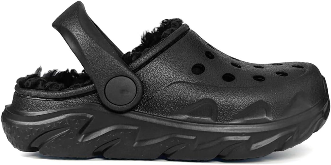 imageKids Fur Lined Clog Slip On Winter Slipper for Boys GirlsAblack Lined