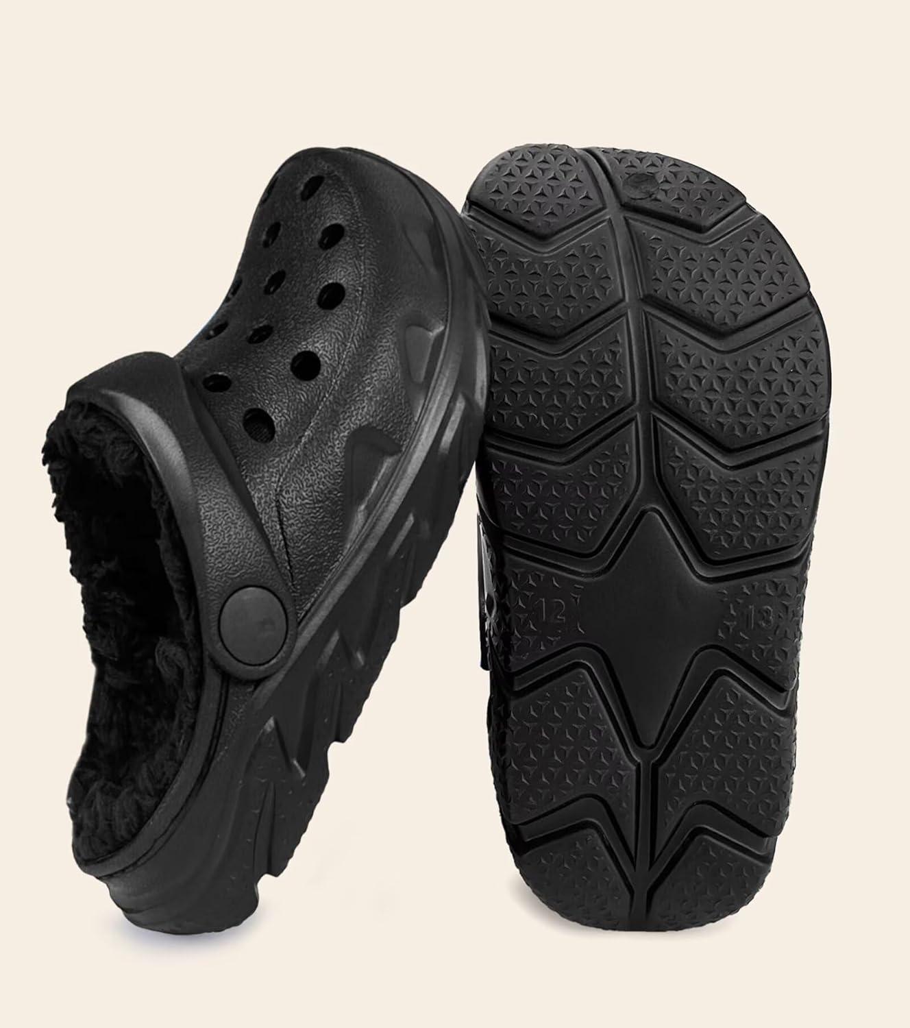 imageKids Fur Lined Clog Slip On Winter Slipper for Boys GirlsAblack Lined