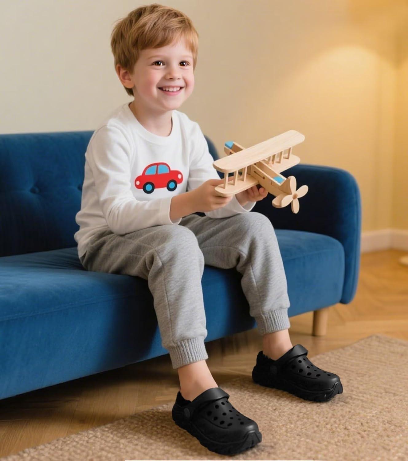 imageKids Fur Lined Clog Slip On Winter Slipper for Boys GirlsAblack Lined