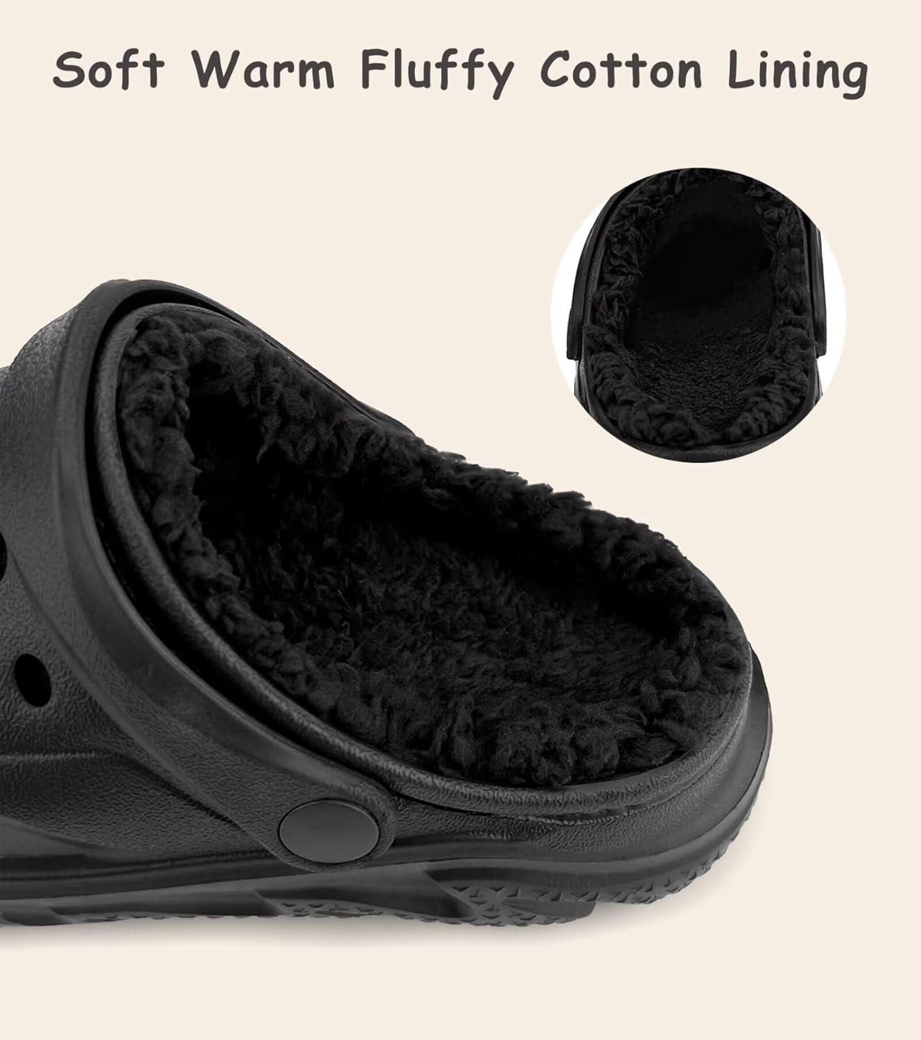 imageKids Fur Lined Clog Slip On Winter Slipper for Boys GirlsAblack Lined