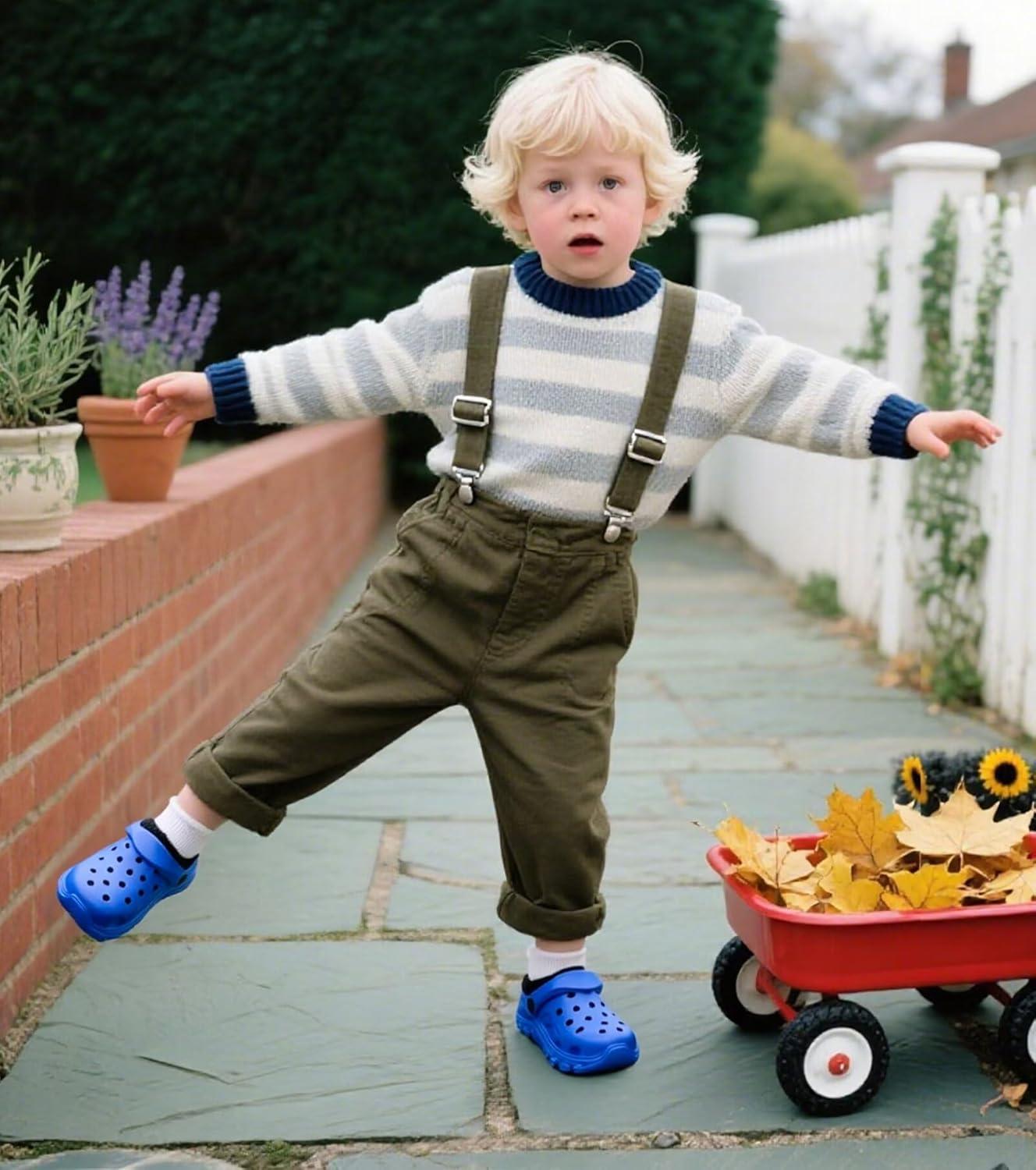 imageKids Fur Lined Clog Slip On Winter Slipper for Boys GirlsAklein Blue Lined