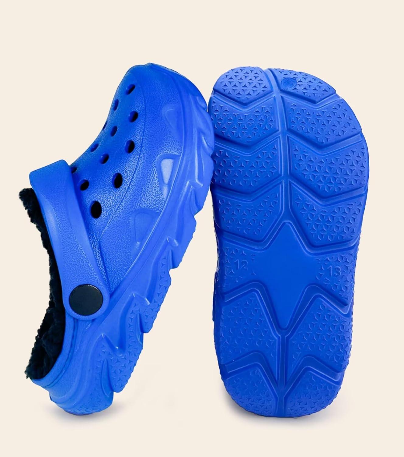 imageKids Fur Lined Clog Slip On Winter Slipper for Boys GirlsAklein Blue Lined