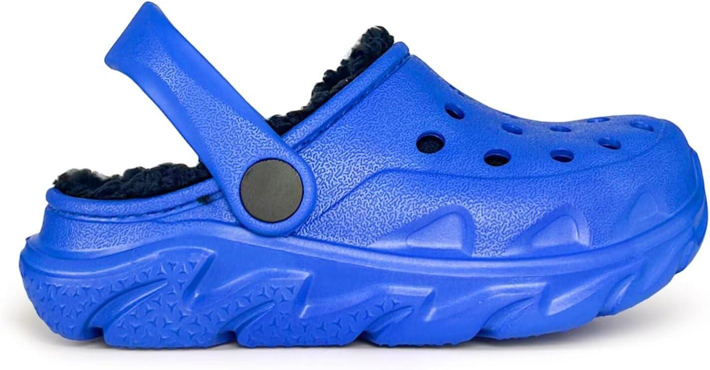imageKids Fur Lined Clog Slip On Winter Slipper for Boys GirlsAklein Blue Lined