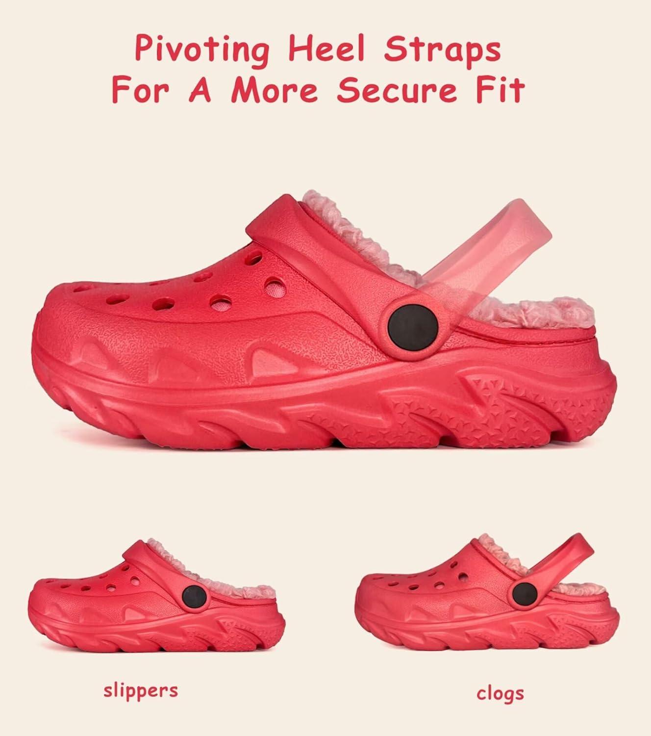 imageKids Fur Lined Clog Slip On Winter Slipper for Boys GirlsAred Lined