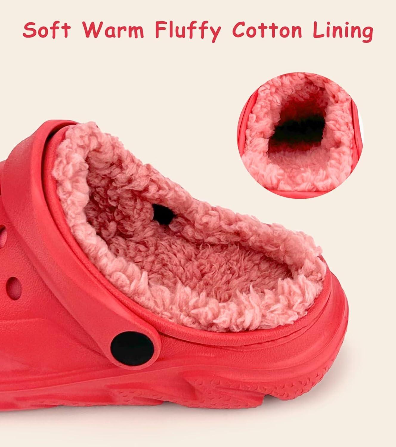 imageKids Fur Lined Clog Slip On Winter Slipper for Boys GirlsAred Lined