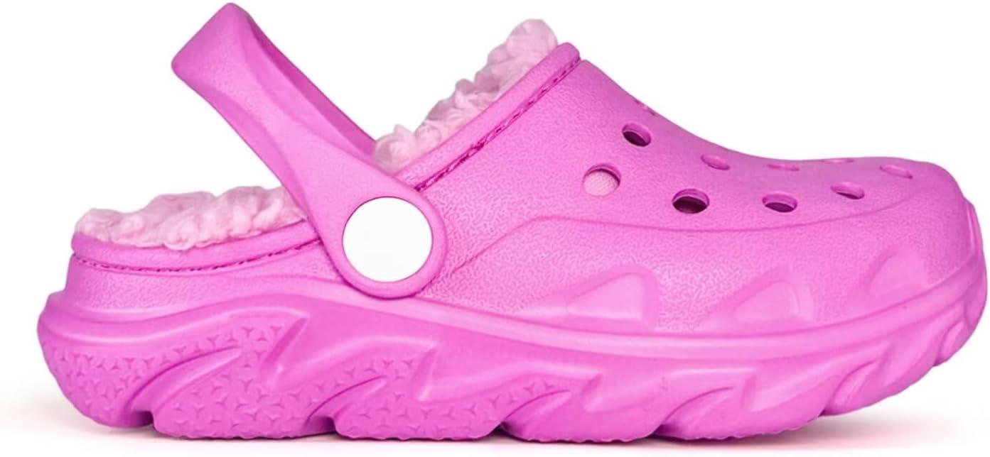 imageKids Fur Lined Clog Slip On Winter Slipper for Boys GirlsArose Red Lined