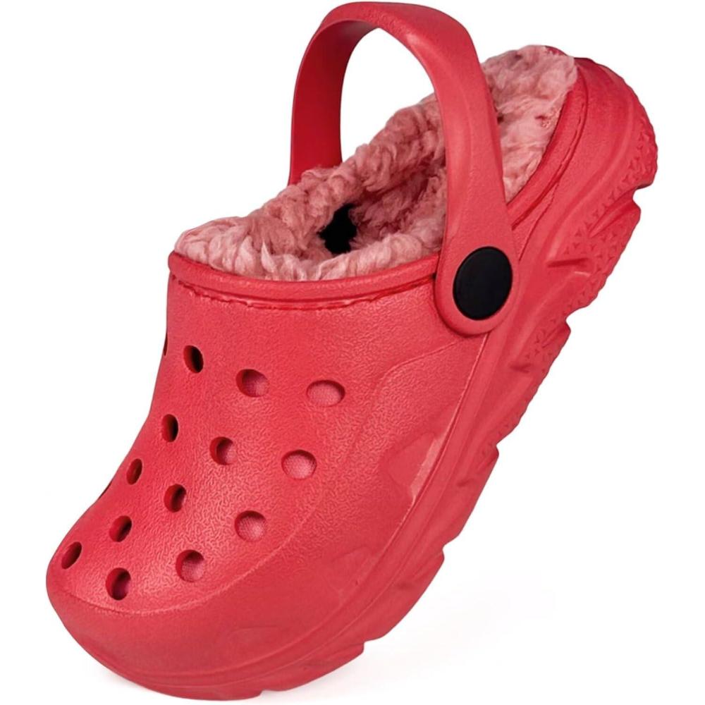 imageKids Fur Lined Clog Slip On Winter Slipper for Boys GirlsAred Lined