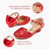 Furdeour Filles Robe Chaussures Princesse Cristal Talons hauts Fermés Toe Party Mariage Flower Girls Chaussures Tout-petit Petit Gros Enfant(Rouge)