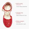 Furdeour Filles Robe Chaussures Princesse Cristal Talons hauts Fermés Toe Party Mariage Flower Girls Chaussures Tout-petit Petit Gros Enfant(Rouge)