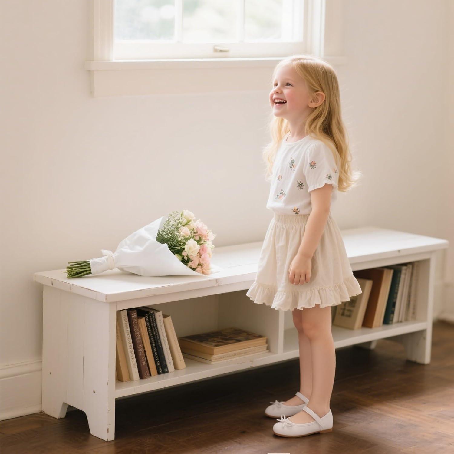 image:imageKolan Toddler Little Girls Mary Jane Ballet Flat Soft Lining Dress ShoesK708white