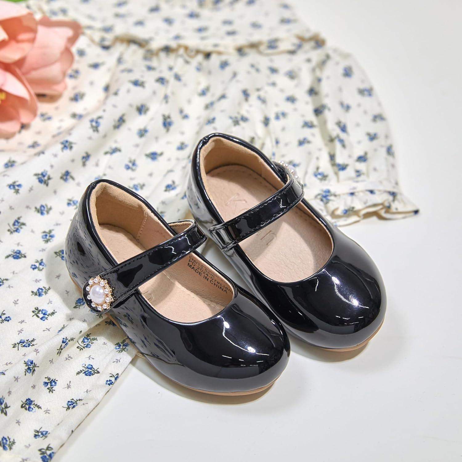 image:imageKolan Toddler Little Girls Mary Jane Ballet Flat Soft Lining Dress ShoesKf11black
