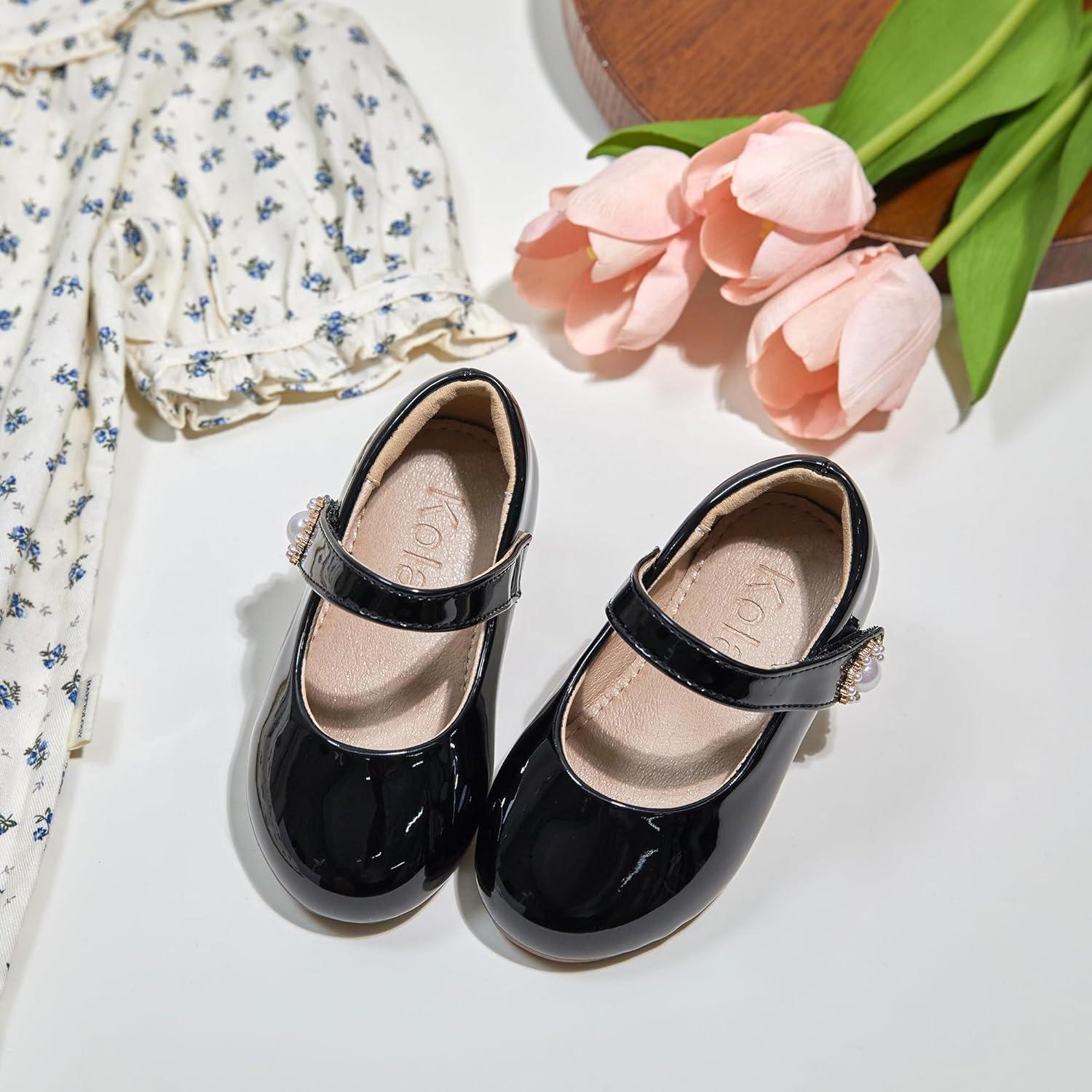 image:imageKolan Toddler Little Girls Mary Jane Ballet Flat Soft Lining Dress ShoesKf11black