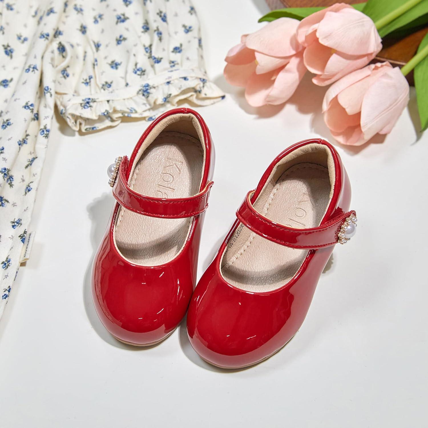 image:imageKolan Toddler Little Girls Mary Jane Ballet Flat Soft Lining Dress ShoesKf11red