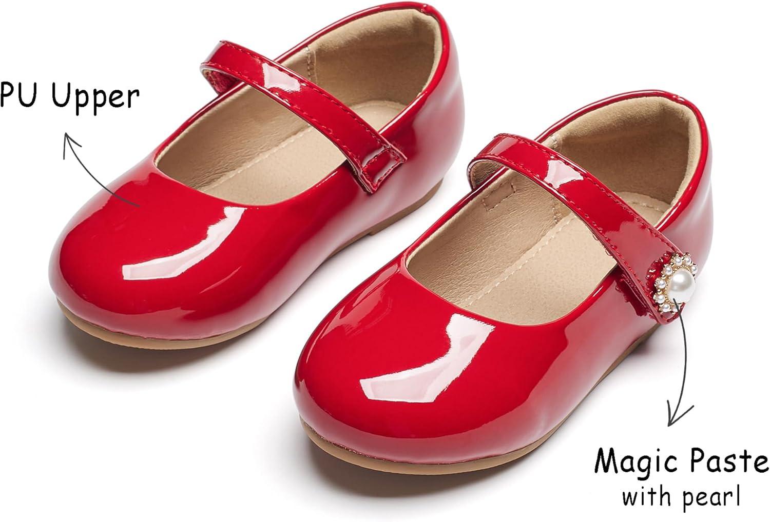 image:imageKolan Toddler Little Girls Mary Jane Ballet Flat Soft Lining Dress ShoesKf11red