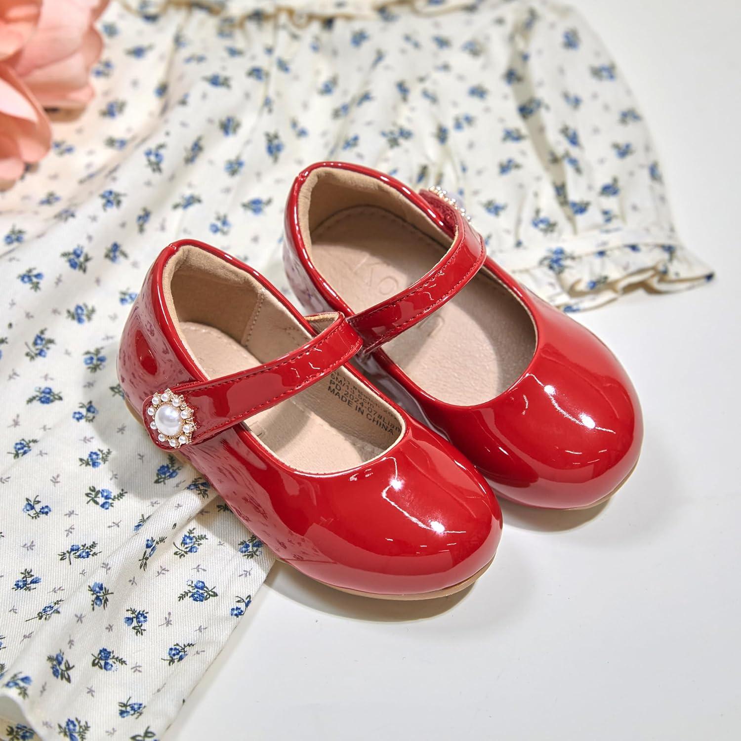 image:imageKolan Toddler Little Girls Mary Jane Ballet Flat Soft Lining Dress ShoesKf11red