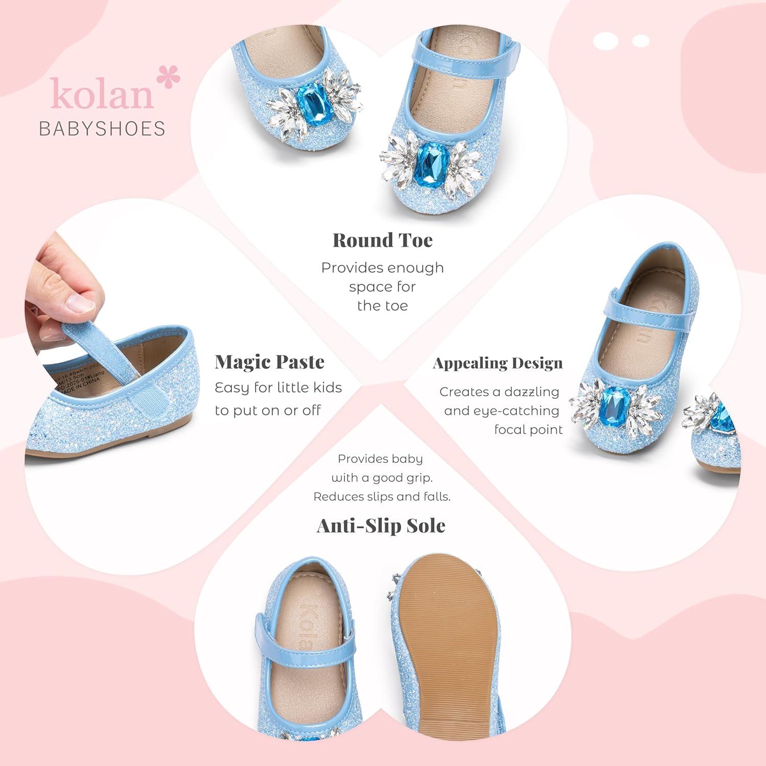 image:imageKolan Toddler Little Girls Mary Jane Ballet Flat Soft Lining Dress ShoesKf16blue