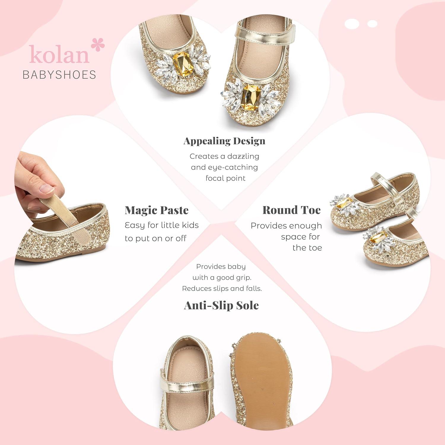 image:imageKolan Toddler Little Girls Mary Jane Ballet Flat Soft Lining Dress ShoesKf16gold