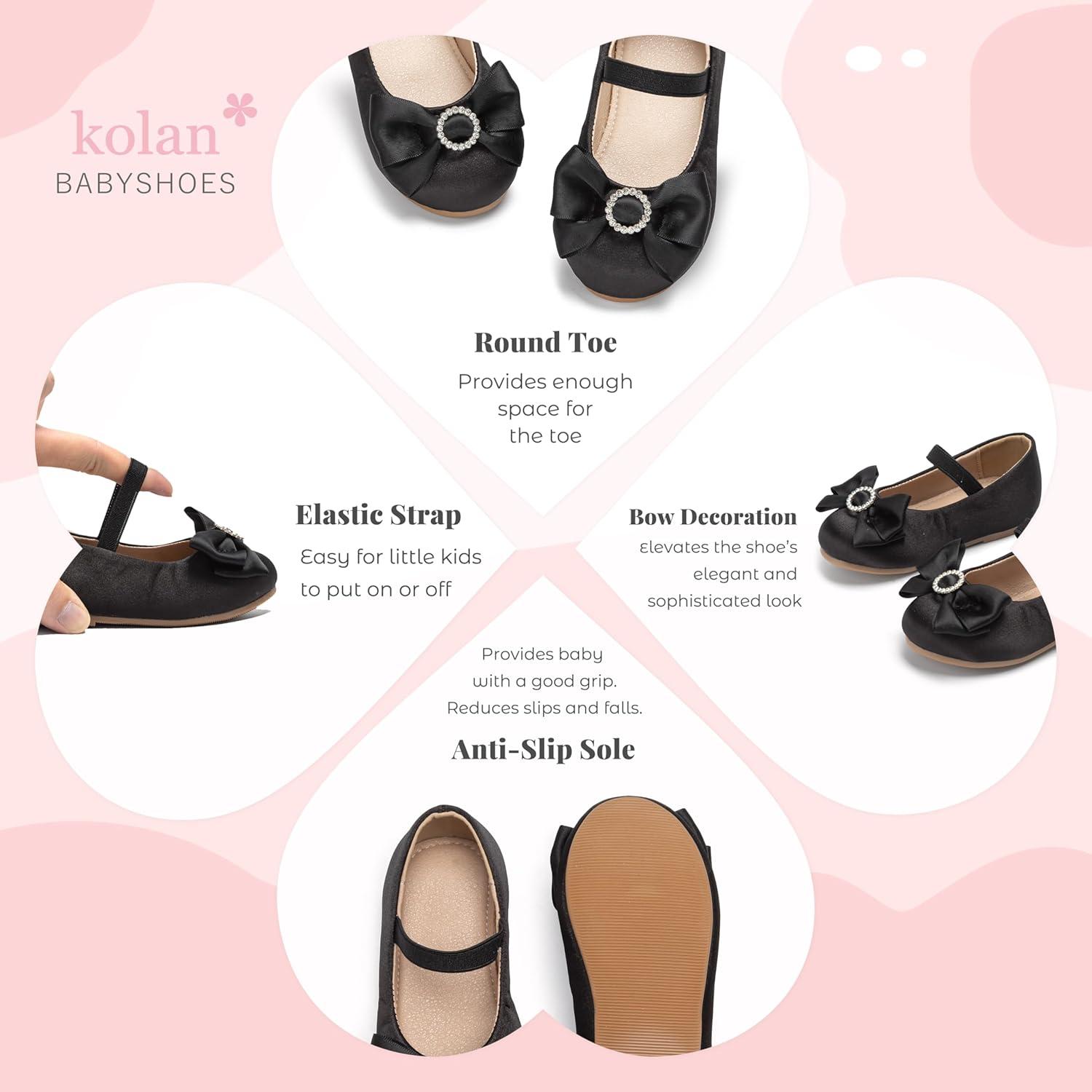 image:imageKolan Toddler Little Girls Mary Jane Ballet Flat Soft Lining Dress ShoesKf17black
