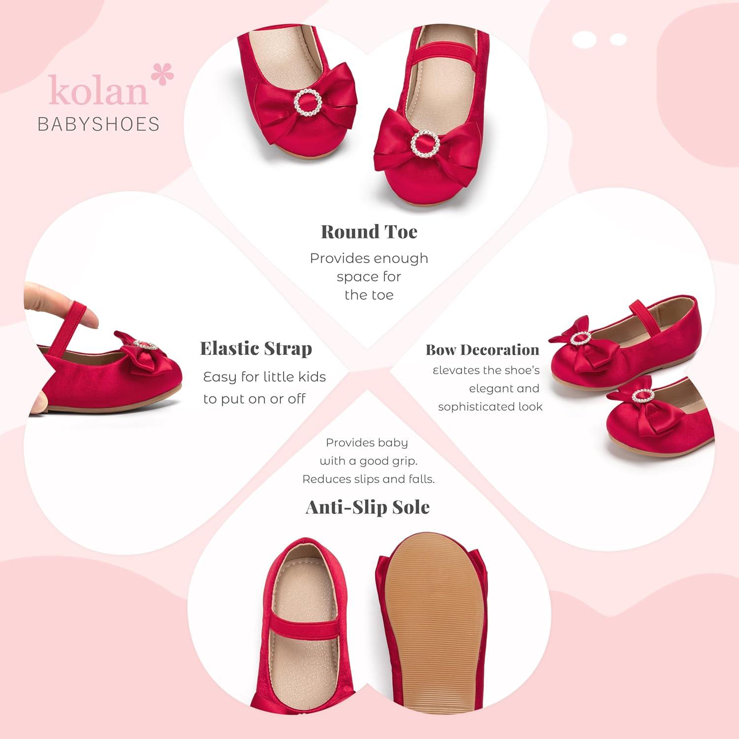 image:imageKolan Toddler Little Girls Mary Jane Ballet Flat Soft Lining Dress ShoesKf17red