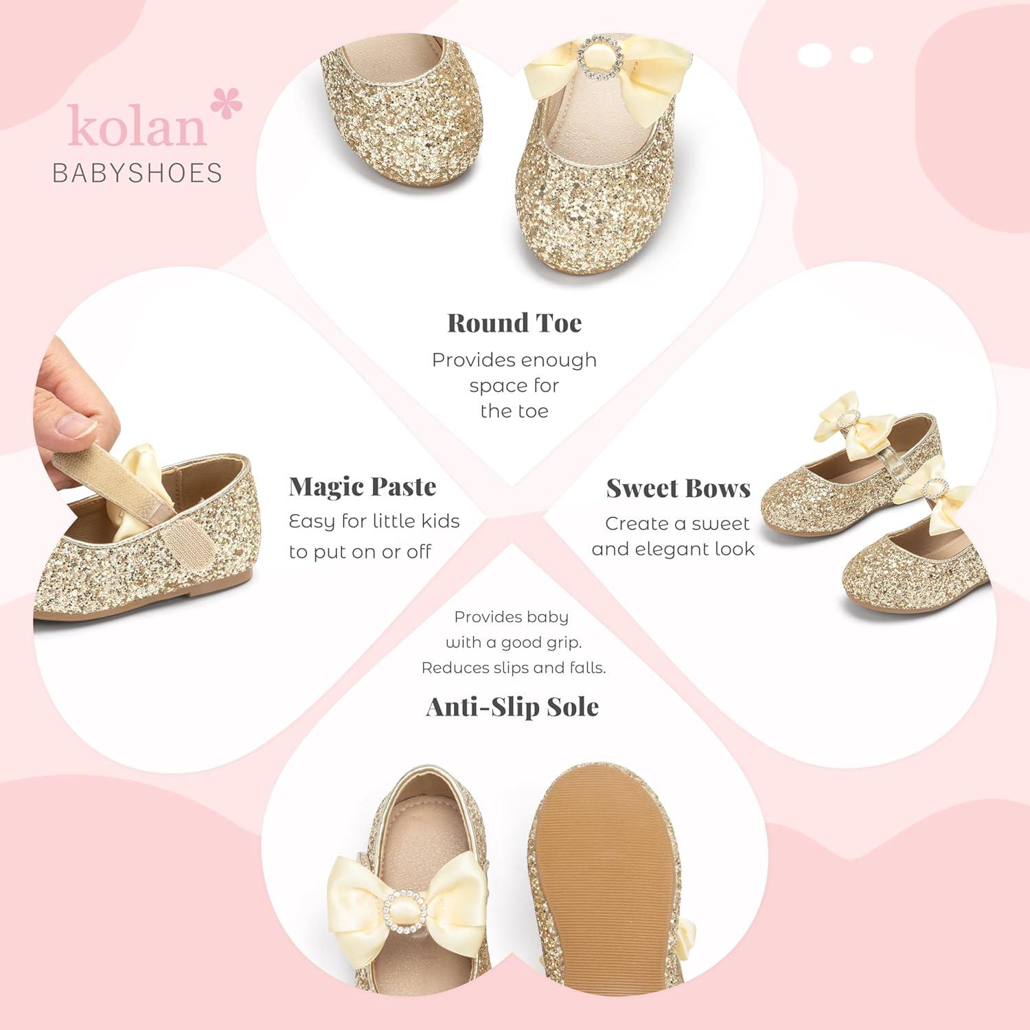 image:imageKolan Toddler Little Girls Mary Jane Ballet Flat Soft Lining Dress ShoesKf18gold