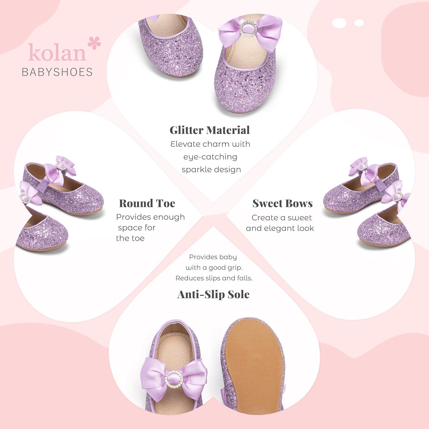 image:imageKolan Toddler Little Girls Mary Jane Ballet Flat Soft Lining Dress ShoesKf18purple