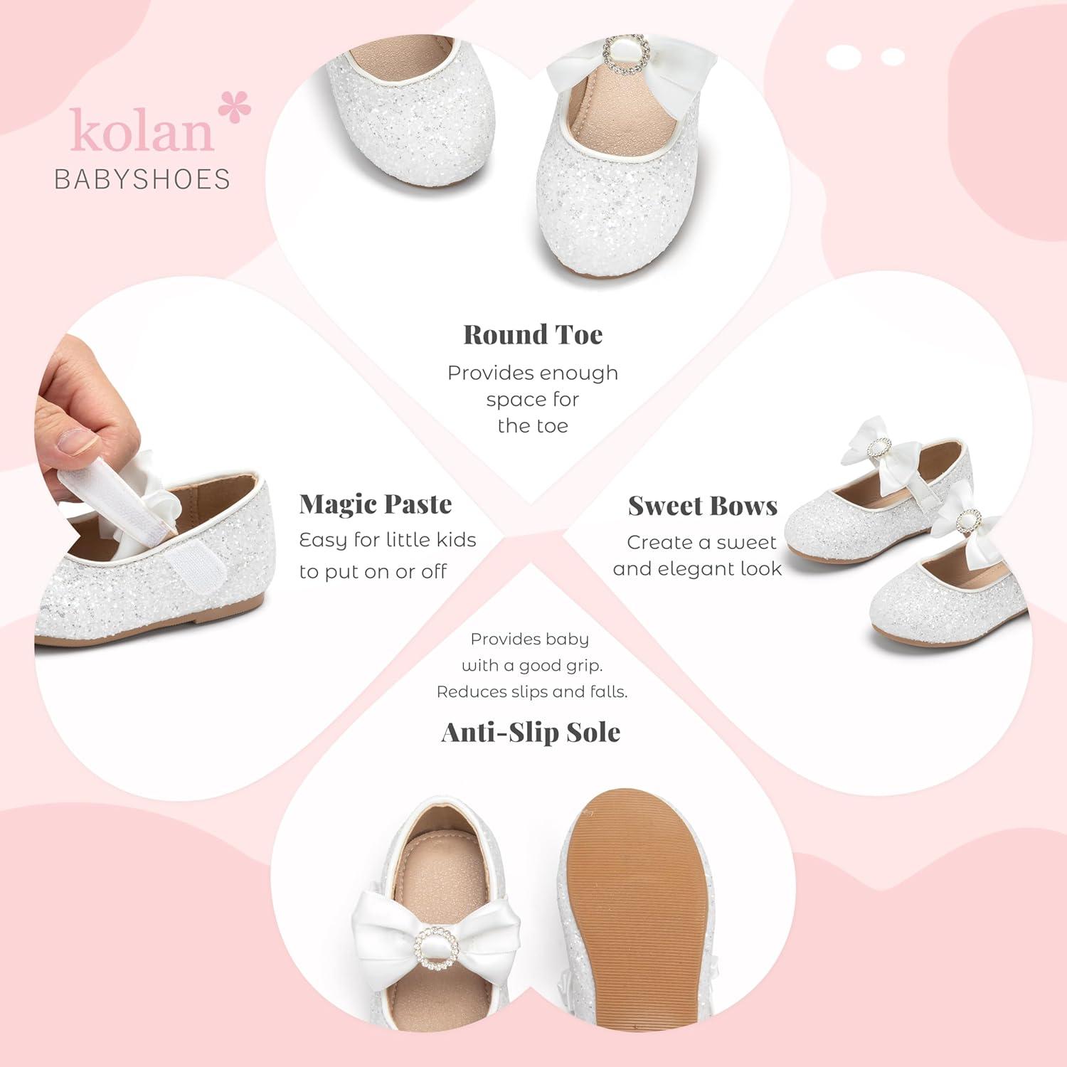 image:imageKolan Toddler Little Girls Mary Jane Ballet Flat Soft Lining Dress ShoesKf18white