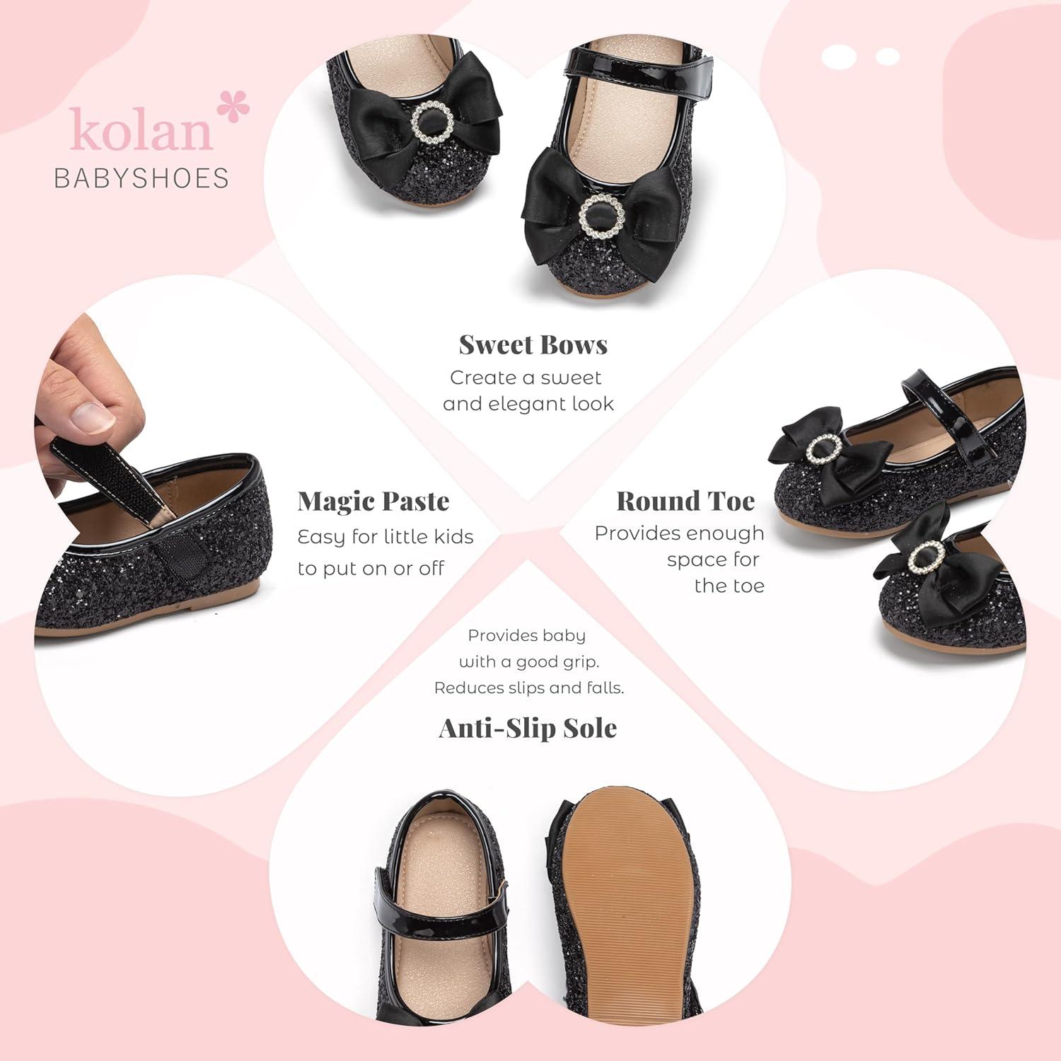 image:imageKolan Toddler Little Girls Mary Jane Ballet Flat Soft Lining Dress ShoesKf19black