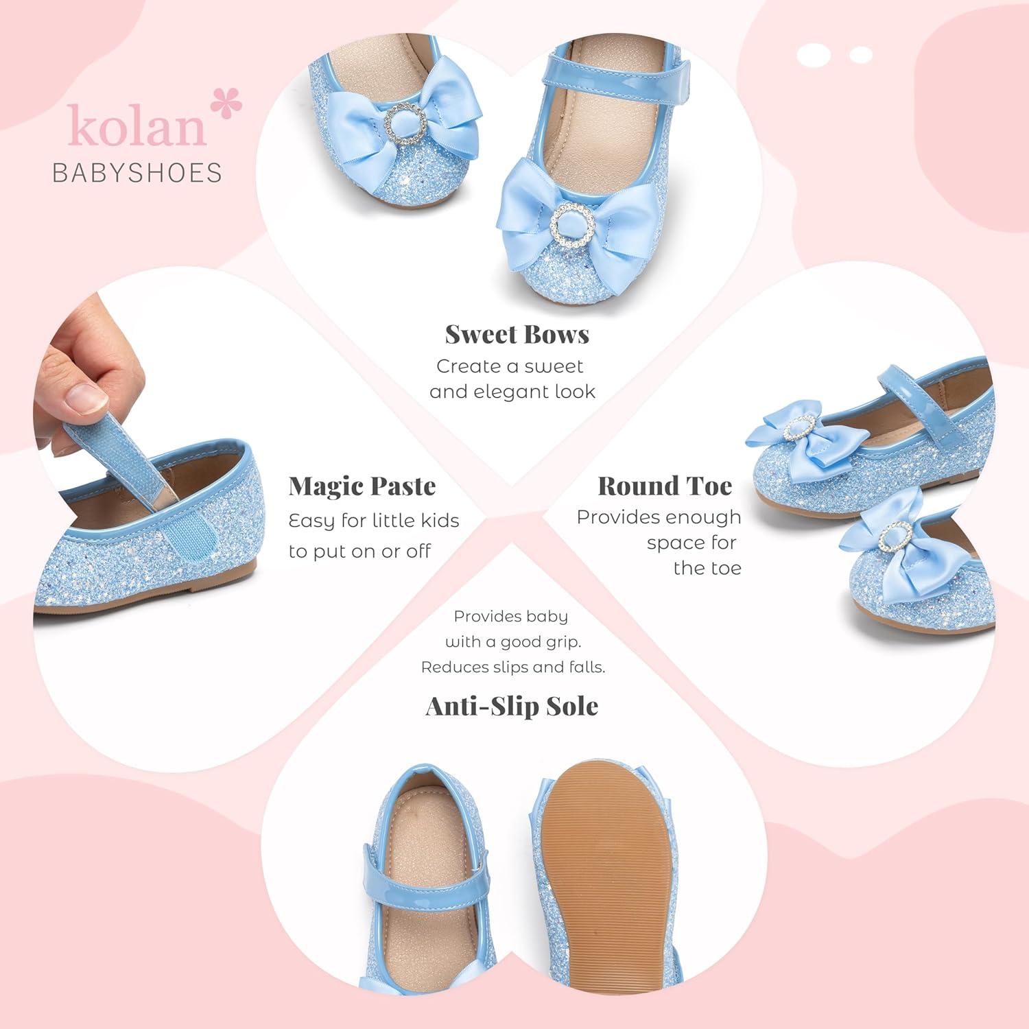 image:imageKolan Toddler Little Girls Mary Jane Ballet Flat Soft Lining Dress ShoesKf19blue
