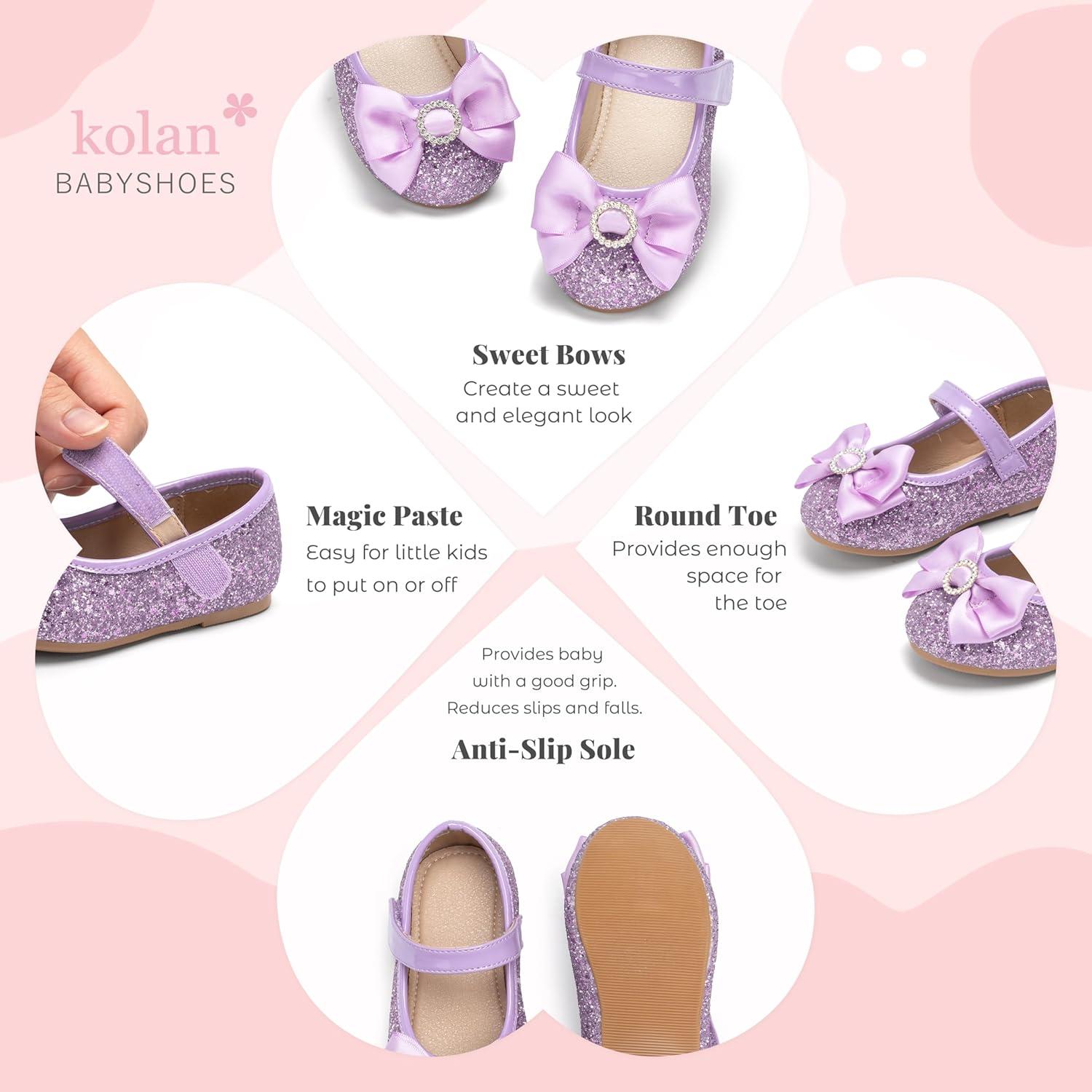 image:imageKolan Toddler Little Girls Mary Jane Ballet Flat Soft Lining Dress ShoesKf19purple