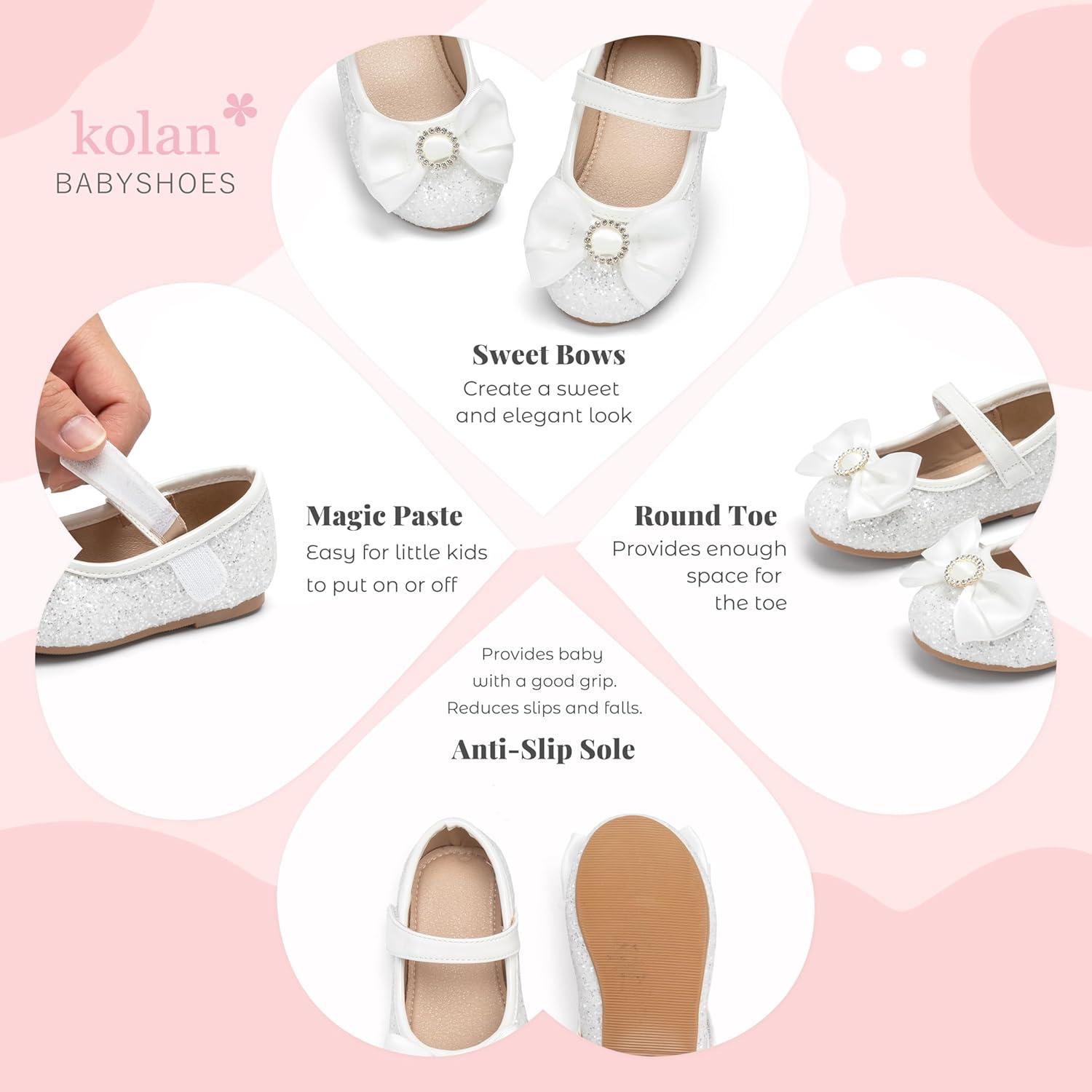 image:imageKolan Toddler Little Girls Mary Jane Ballet Flat Soft Lining Dress ShoesKf19white