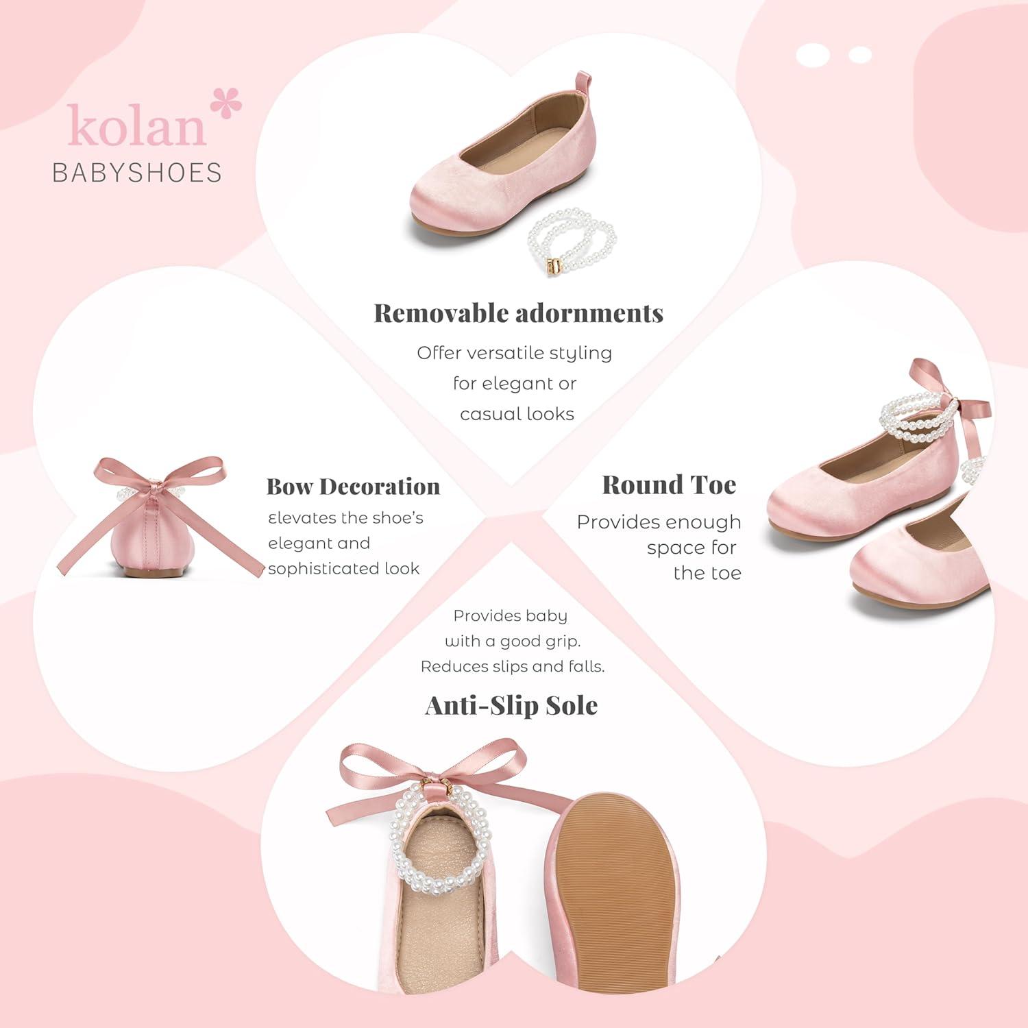 image:imageKolan Toddler Little Girls Mary Jane Ballet Flat Soft Lining Dress ShoesKf20pink