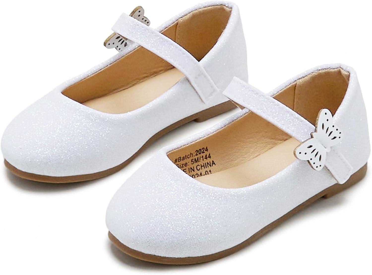 image:imageKolan Toddler Little Girls Mary Jane Ballet Flat Soft Lining Dress ShoesKh21 Glitter White