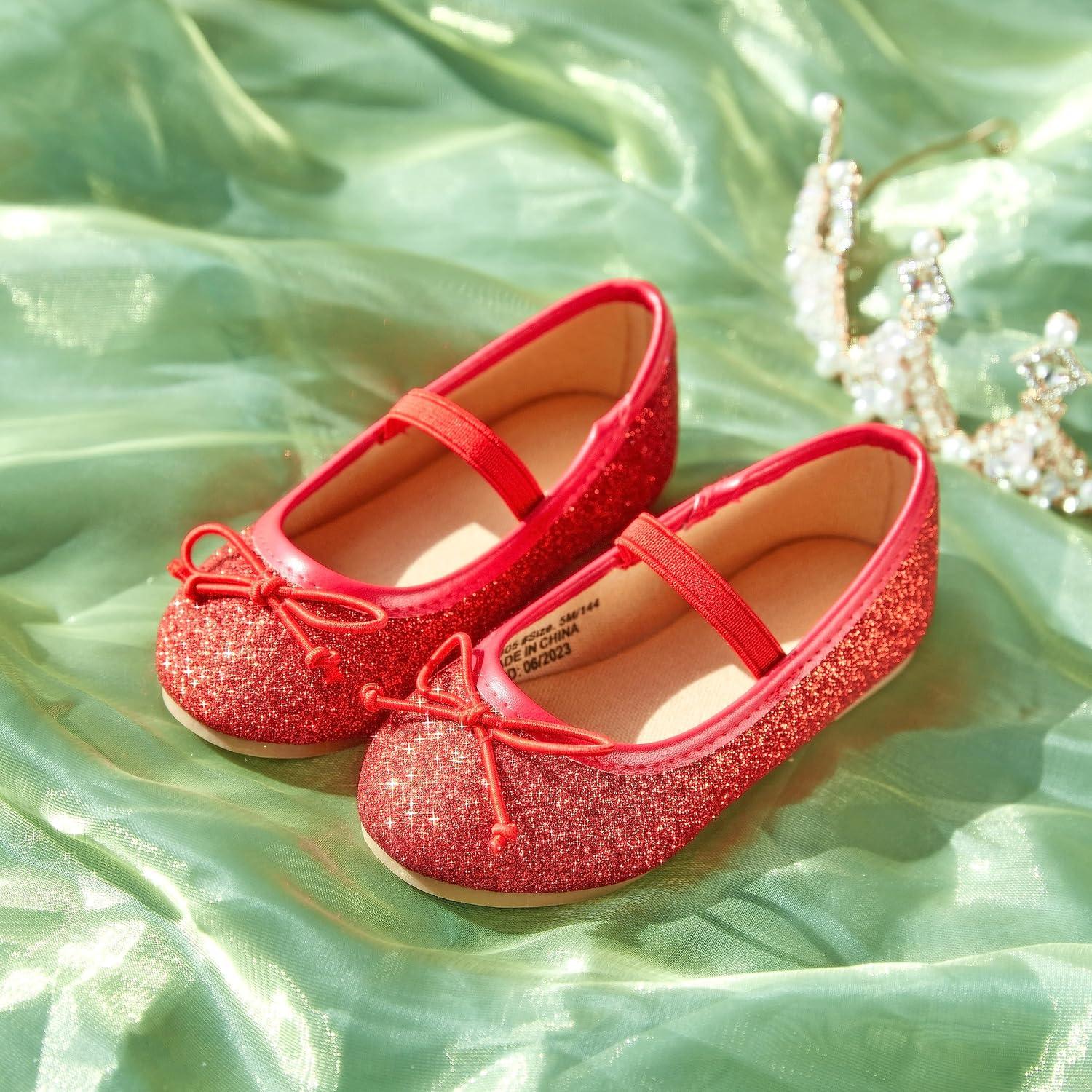 image:imageKolan Toddler Little Girls Mary Jane Ballet Flat Soft Lining Dress ShoesKh23red