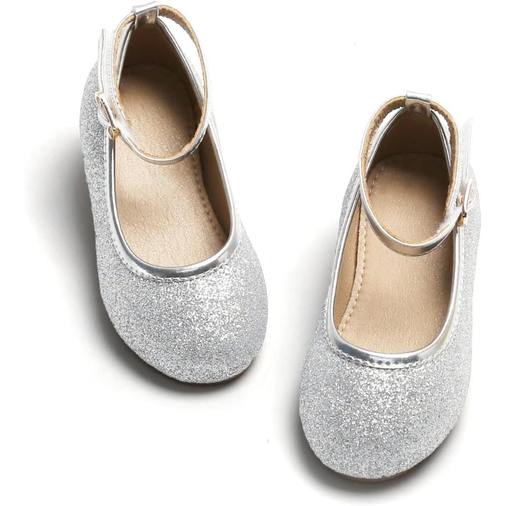 image:imageKolan Toddler Little Girls Mary Jane Ballet Flat Soft Lining Dress ShoesKf15silver
