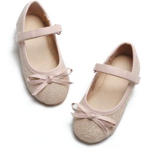 Kolan Toddler Little Girls Mary Jane Ballet Flat Soft Lining Dress Shoes(K708-pink)