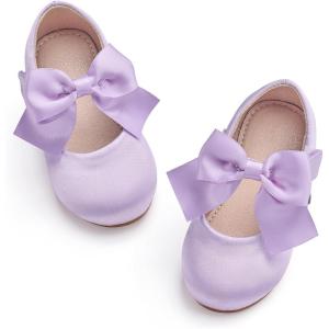 Kolan Toddler Little Girls Mary Jane Ballet Flat Soft Lining Dress Shoes(Kf07-purple)
