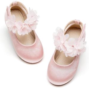 Kolan Toddler Little Girls Mary Jane Ballet Flat Soft Lining Dress Shoes(Kf08 Pink)