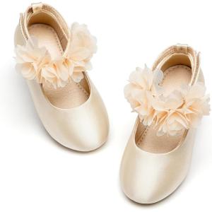 Kolan Toddler Little Girls Mary Jane Ballet Flat Soft Lining Dress Shoes(Kf08 Yellow)