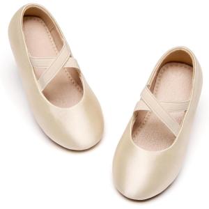 Kolan Toddler Little Girls Mary Jane Ballet Flat Soft Lining Dress Shoes(Kf09-gold)