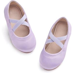 Kolan Toddler Little Girls Mary Jane Ballet Flat Soft Lining Dress Shoes(Kf09-purple)