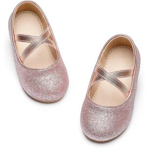 Kolan Toddler Little Girls Mary Jane Ballet Flat Soft Lining Dress Shoes(Kf14-pink)