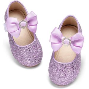 Kolan Toddler Little Girls Mary Jane Ballet Flat Soft Lining Dress Shoes(Kf18-purple)